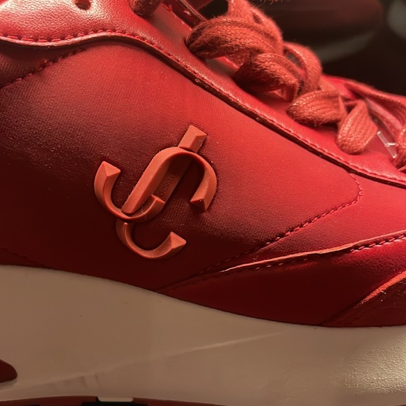 Jimmy Choo red leather, suede and fabric sneakers - Picture 5 of 10